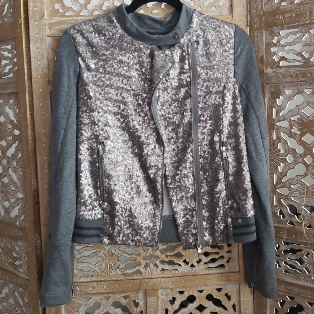 Miss Grant Silver sequenced moto jacket